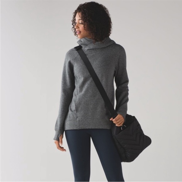 LULULEMON Fleece Please Pullover 4 Heathered Speckled Gray - Picture 4 of 9